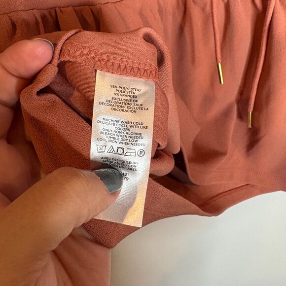 Ann Taylor Lace Up Peplum Top In Romantic Rouge - Picture 4 of 5